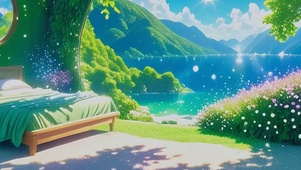 护眼花草树木带鱼屏