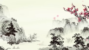 水墨山水梅花