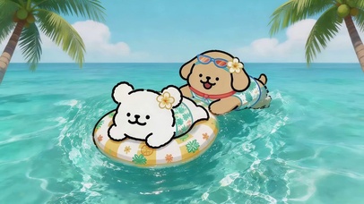 海上玩耍的线条狗