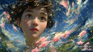 天空中梦幻清纯女孩