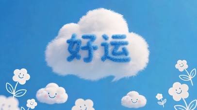蓝色好运云朵治愈壁纸