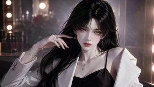 氛围感冷艳黑长直美女