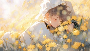 花丛小男孩