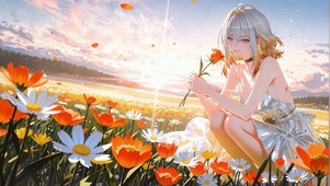 治愈黄昏花海少女-嘉贝莉娜