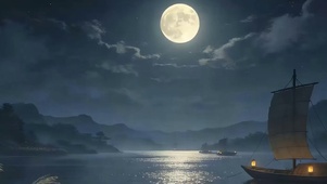 古风月圆之夜带鱼屏
