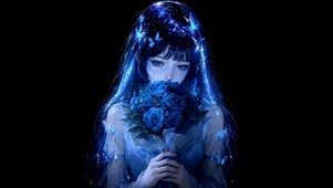 暗夜蓝蝶玫瑰女孩