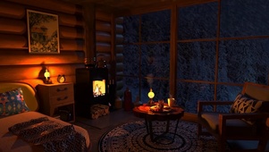 狂风大雪冬季小屋