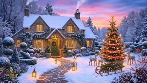 冬雪新年圣诞小屋