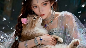 古风女孩与猫咪