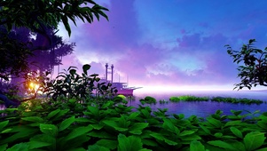夕阳轮船