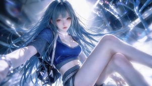 梦幻蓝发都市少女