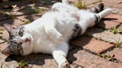 《暖阳砖巷，喵星人慵懒日光浴》