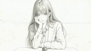 素描西装御姐少女