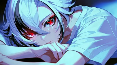 红眸酷飒二次元美少女