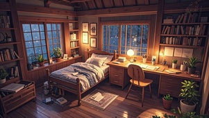 【雨景】夜雨中的卧室