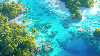 俯瞰热带棕榈海岛