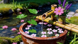溪水桃花河流