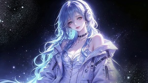 治愈系耳机星空少女