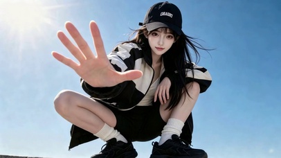 晴空下的甜酷美少女