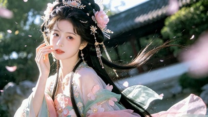 庭院古风汉服美女