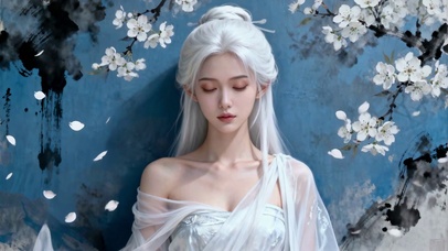 古风唯美白衫国风白发纯欲御姐