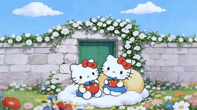 Kitty治愈玫瑰花墙
