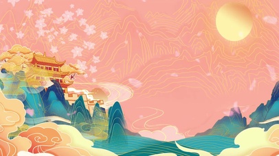 国潮敦煌风桃花