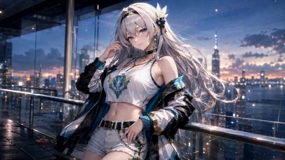 黄昏天台银发二次元美少女