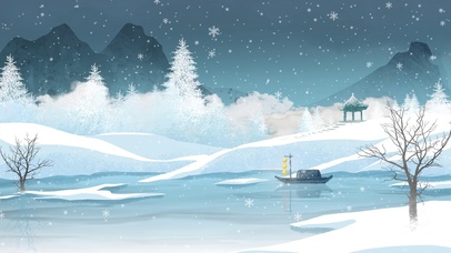 雪景中国风古风水墨风