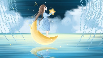 唯美手捧星星的女孩