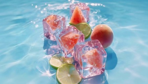 清澈湖面水果