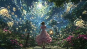 海中提灯女孩水母群