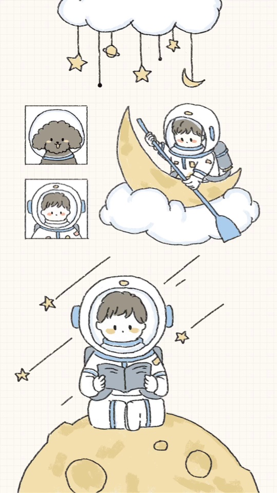 手绘可爱太空人