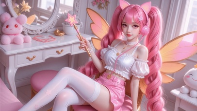 可爱粉色头发少女