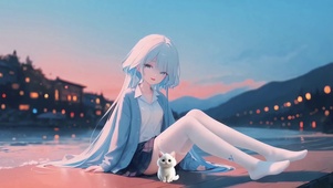 沙滩白丝性感萝莉