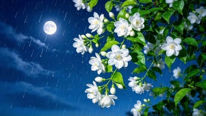 月夜雨天鲜花