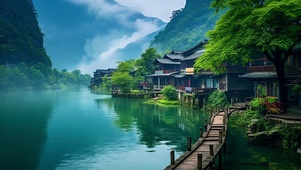 山水古屋美景