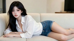 沙发上纯欲少女