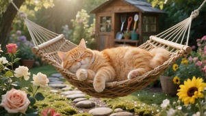 荡秋千的橘猫