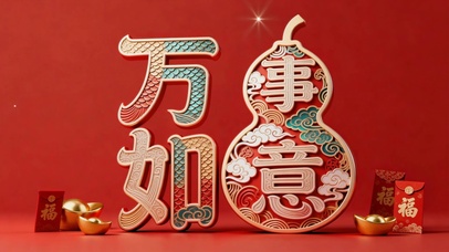 国潮万事如意新年祝福