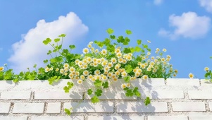院墙上的鲜花