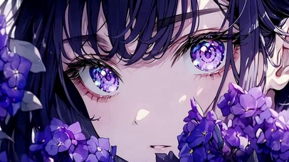 紫花动漫插画少女