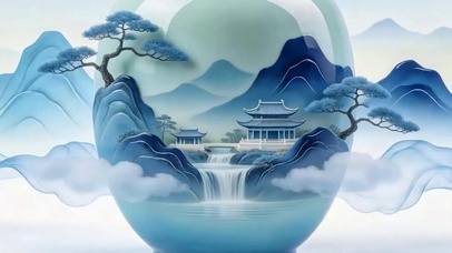 古风山水带鱼屏