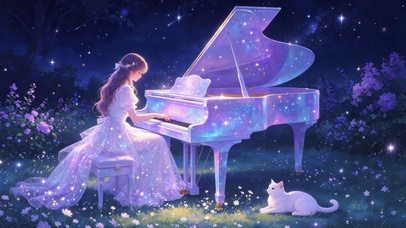 夜晚钢琴少女