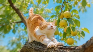 梨树上橘猫
