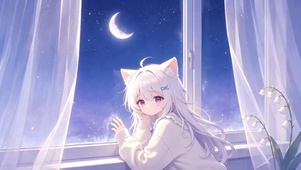 夜空下的浅浅喵