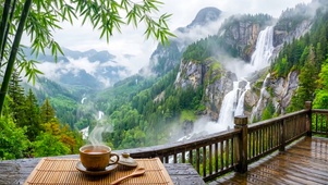 国风山水雨景