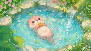 泡澡小海獭