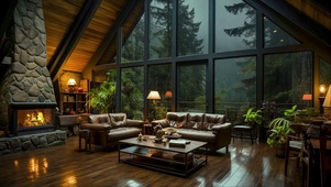 深林小屋雨