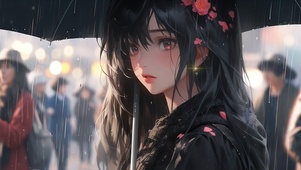 雨中等待